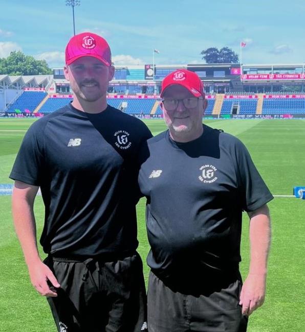 Father and Son enjoy the Sophia Gardens sunshine on a better day